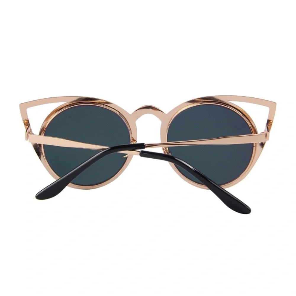 Mirrored Pink Round Lens Cat Eye Cut Out Sunglasses - Picture 5 of 6